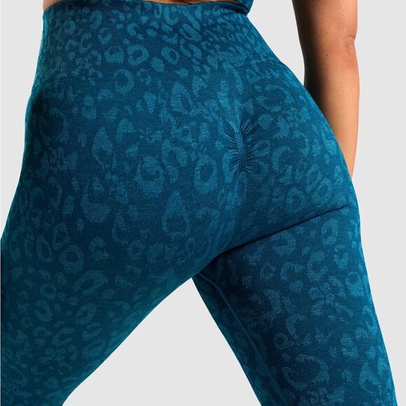 Gymshark | Women’s The Adapt Animal Seamless Leggings Teal Blue Leopard Cheetah - Picture 2 of 11